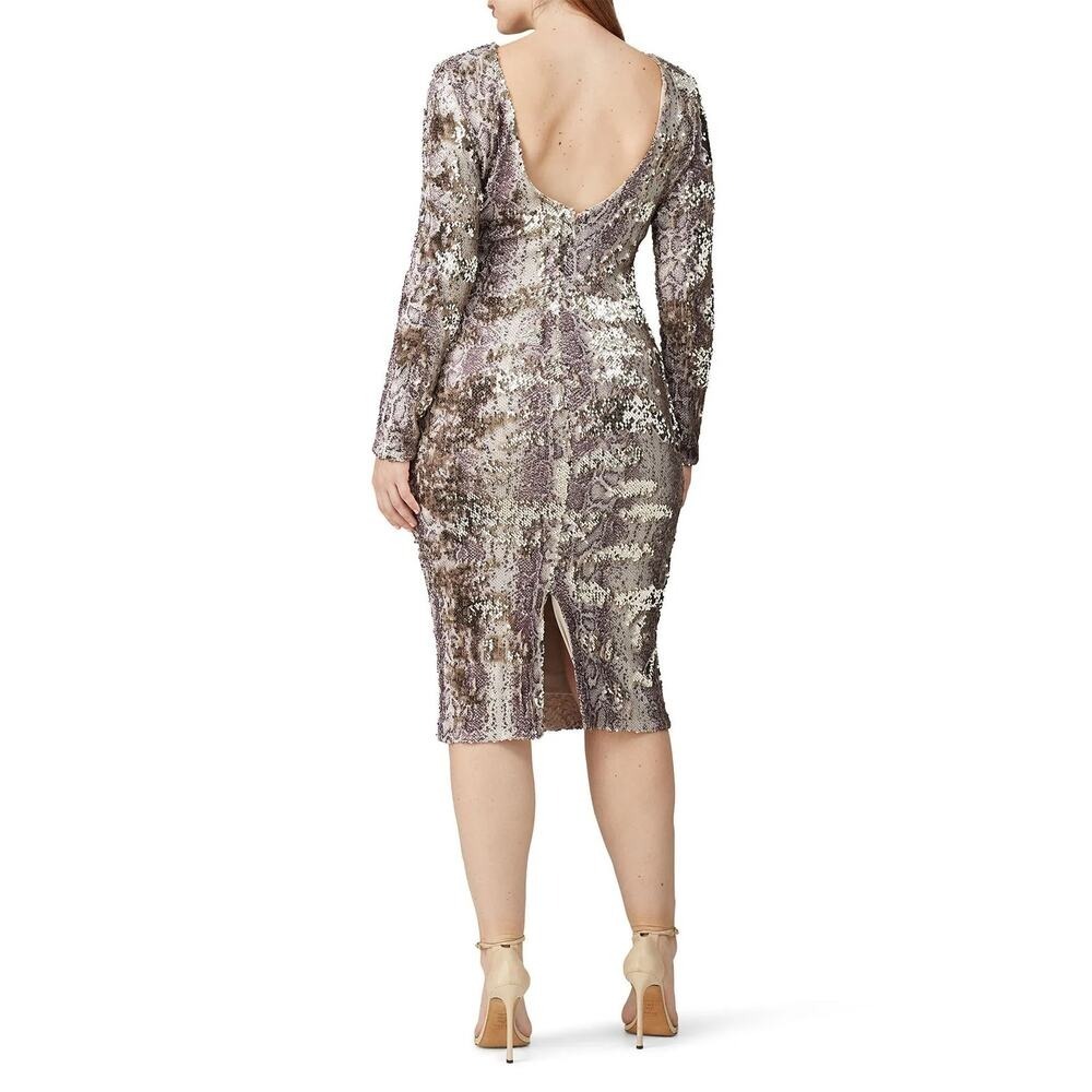 Dress The Population‎ Python Sequin Emery Sheath Dress Size 1X - Picture 3 of 13